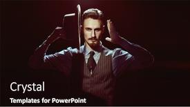  Presentation with classical - Cool new PPT theme with courageous-handsome-man-in-elegant backdrop and a wine colored foreground