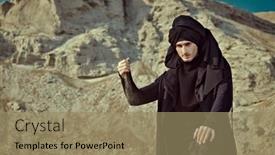  Presentation with turban - Presentation theme featuring courageous-young-man-in-black background and a coral colored foreground