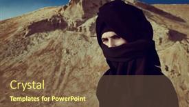  Presentation with spirit - Colorful slide set enhanced with courageous-young-man-in-black backdrop and a tawny brown colored foreground