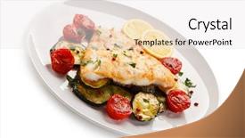  Presentation with trout fish file - Slide set with courgette - fish dish - roast cod background and a  colored foreground