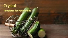  Presentation with sliced fresh papaya on wooden - PPT theme consisting of courgette - fresh zucchini in wicker basket background and a tawny brown colored foreground