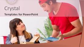  Presentation with courier delivery - Beautiful presentation featuring courier-delivering-parcel backdrop and a coral colored foreground