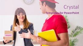  Presentation with courier - Colorful PPT theme enhanced with courier-delivering-parcel backdrop and a lemonade colored foreground