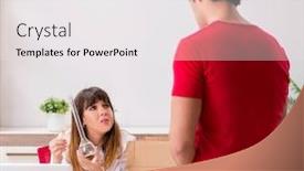  Presentation with courier - Presentation theme enhanced with courier-delivering-urgent-parcel background and a white colored foreground