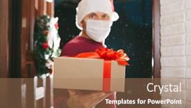  Presentation with courier - Presentation design enhanced with courier-delivers-a-gift background and a coral colored foreground