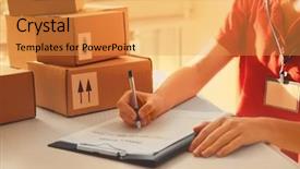  Presentation with courier - Amazing theme having courier hands writing in clipboard backdrop and a gold colored foreground