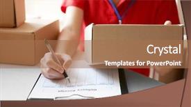  Presentation with courier - Presentation theme enhanced with courier hands writing in clipboard background and a coral colored foreground
