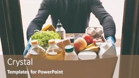  Presentation with latex gloves - PPT layouts having courier-is-delivering-the-cardboard background and a coral colored foreground