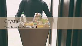  Presentation with latex gloves - Presentation design featuring courier-is-delivering-the-cardboard background and a coral colored foreground