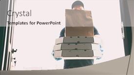  Presentation with courier - Presentation design enhanced with courier-is-delivering-the-food background and a sky blue colored foreground