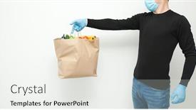  Presentation with latex gloves - Cool new presentation design with courier-is-holding-the-paper backdrop and a white colored foreground
