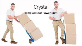  Presentation with courier - Audience pleasing slide set consisting of courier men with the wheelbarrow backdrop and a sky blue colored foreground