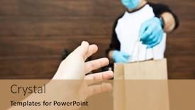  Presentation with courier bag - Slide set consisting of courier-on-the-bicycle background and a coral colored foreground