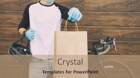  Presentation with courier bag - Amazing theme having courier-on-the-bicycle backdrop and a coral colored foreground