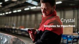  Presentation with courier - Slide deck enhanced with import export - courier picks up package background and a tawny brown colored foreground