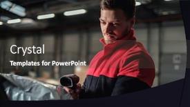  Presentation with courier - Presentation having courier-picks-up-package background and a dark gray colored foreground