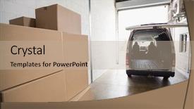  Presentation with van terminal - Slide deck consisting of courier service - empty van ready to be background and a mint green colored foreground