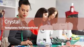  Presentation with sewing - Beautiful PPT layouts featuring course design - group of women backdrop and a coral colored foreground