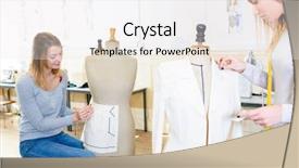  Presentation with class - Presentation design having course design - textiles class background and a sky blue colored foreground