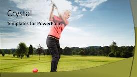  Presentation with golf course - Slide set featuring course doing golf swing background and a light blue colored foreground