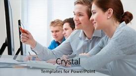  Presentation with group training - PPT layouts consisting of course in a computer classroom background and a light blue colored foreground