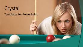 Presentation with course - Cool new PPT layouts with course of game at billiard backdrop and a coral colored foreground