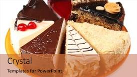  Presentation with cake - Beautiful presentation featuring course pied - assortment of pieces of cake backdrop and a red colored foreground