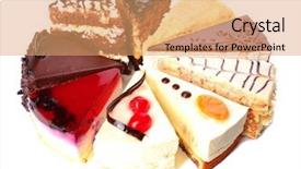  Presentation with banoffee pie cake on white - PPT layouts enhanced with course pied - assortment of pieces of cake background and a coral colored foreground