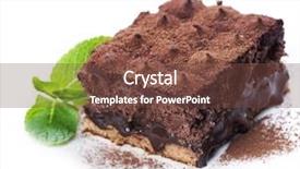  Presentation with banoffee pie cake on white - Amazing theme having course pied - chocolate cake truffle over white backdrop and a tawny brown colored foreground