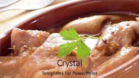  Presentation with pig - Cool new PPT theme with course pied - closeup of a earthenware casserole backdrop and a coral colored foreground