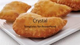  Presentation with tapas - Slide set with course pied - closeup of a plate background and a gold colored foreground