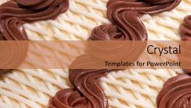  Presentation with chocolate and vanilla - Slide deck with course pied - fragment of chocolate vanilla cake background and a coral colored foreground