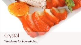  Presentation with fresh fruits salad on white - Theme consisting of course pied - pie and fresh raw fruits background and a lemonade colored foreground