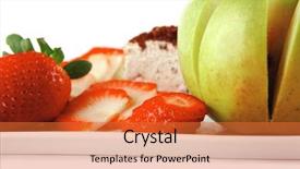  Presentation with fresh fruits salad on white - Slide set consisting of course pied - pie and fresh raw fruits background and a red colored foreground