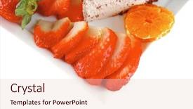  Presentation with fresh fruits salad on white - PPT theme enhanced with course pied - pie and fresh raw fruits background and a lemonade colored foreground