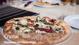  Presentation with pizza lasagna - Slide deck featuring course pied - pizza with bacon mushrooms capers background and a coral colored foreground