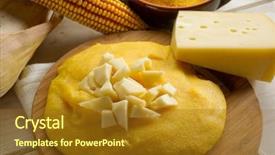 Presentation with course - Beautiful presentation theme featuring course pied - polenta and cheese backdrop and a  colored foreground