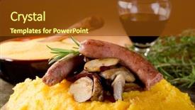  Presentation with course - PPT layouts consisting of course pied - polenta sausage and mushroom background and a  colored foreground