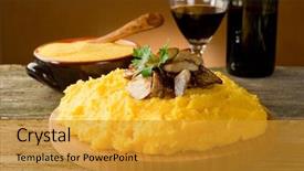  Presentation with paddy mushroom - Beautiful presentation theme featuring course pied - polenta with mushroom backdrop and a  colored foreground