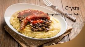  Presentation with classic homemade tomato sauce - PPT theme enhanced with course pied - polenta with sausage mushroom background and a  colored foreground