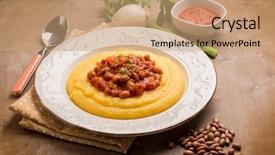  Presentation with beans - Presentation design featuring course pied - porridge with beans and tomatoes background and a coral colored foreground