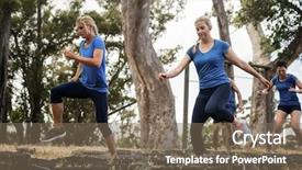  Presentation with obstacle course - Colorful presentation design enhanced with course training in boot camp backdrop and a violet colored foreground