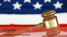  Presentation with gavel - PPT theme featuring court cases - gavel with flag background background and a red colored foreground