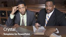  Presentation with advocate - Cool new presentation design with court cases - portrait of a businessman backdrop and a tawny brown colored foreground
