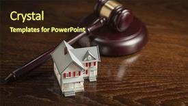  Presentation with court gavel - Presentation theme consisting of court hearings - gavel and small model house background and a wine colored foreground