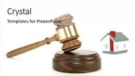  Presentation with gavel - Presentation theme with court hearings - gavel with house background and a white colored foreground