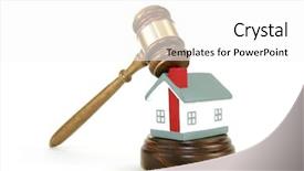  Presentation with gavel - Colorful PPT theme enhanced with court hearings - gavel with house backdrop and a white colored foreground
