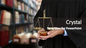  Presentation with judge - Colorful PPT theme enhanced with court hearings - judge holding scales blurred view backdrop and a dark gray colored foreground