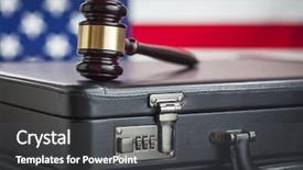  Presentation with court gavel - Presentation design featuring court hearings - leather briefcase and gavel resting background and a dark gray colored foreground