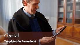  Presentation with attorney - PPT theme with court judge - attorney wearing classic gown background and a tawny brown colored foreground